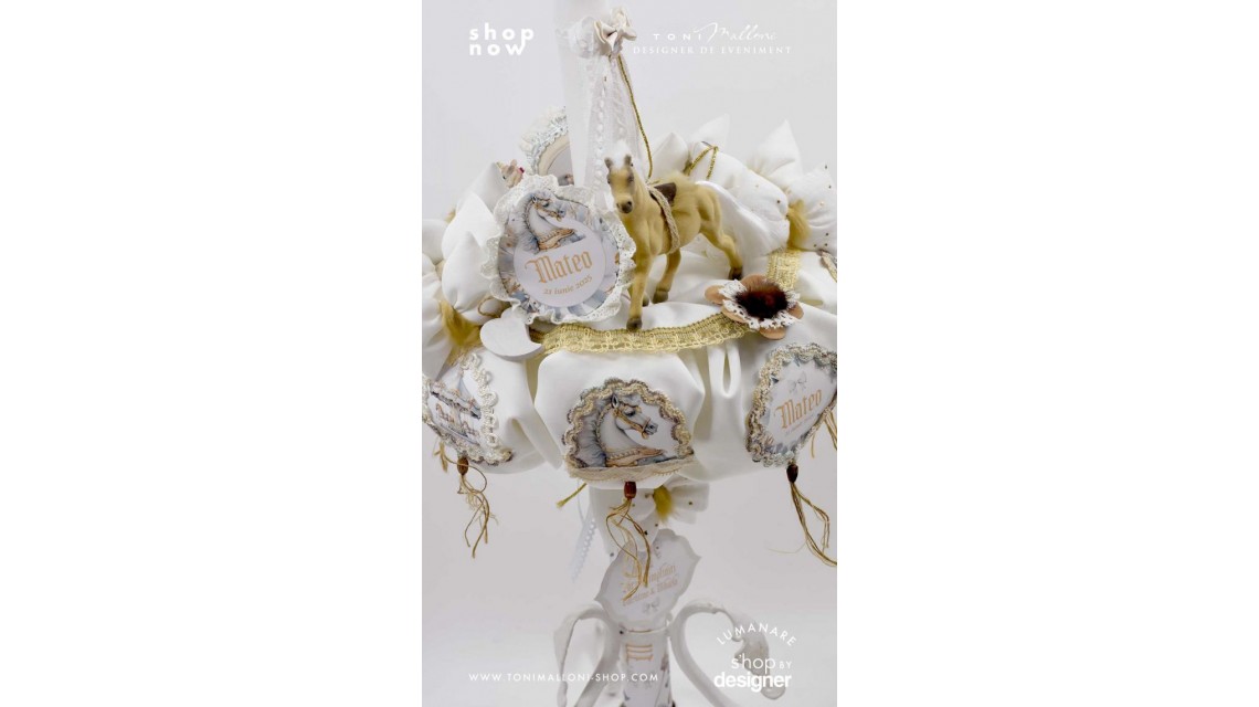 Lumanare de botez cu cai si un super carusel vintage Green Carousel 7